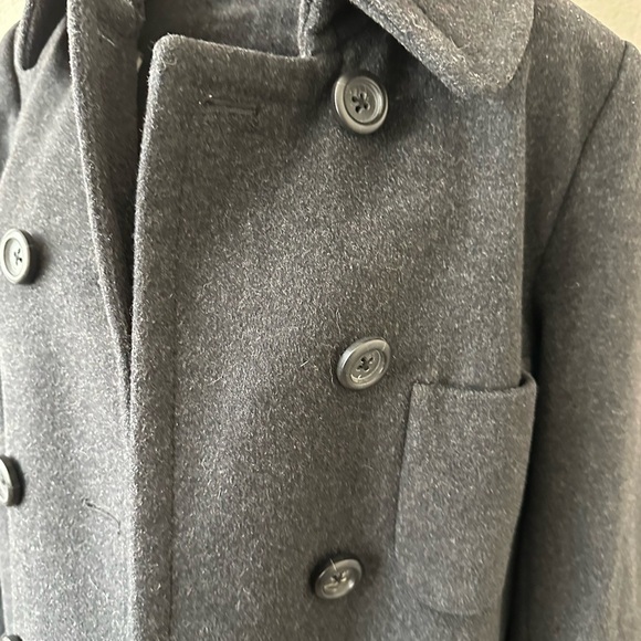 J Crew 100% Wool Double Breasted Fitted Carcoat Charcoal Warm Four Pockets Sz 8 - Picture 4 of 12